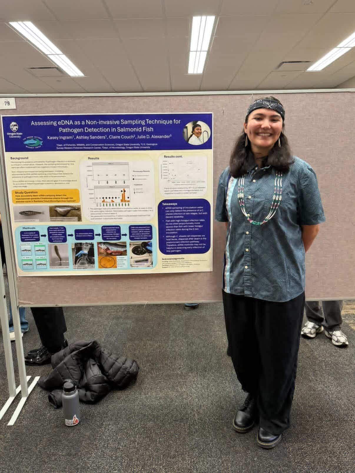 Ingram presents her research poster at Oregon State's 2026 Spring Symposium.