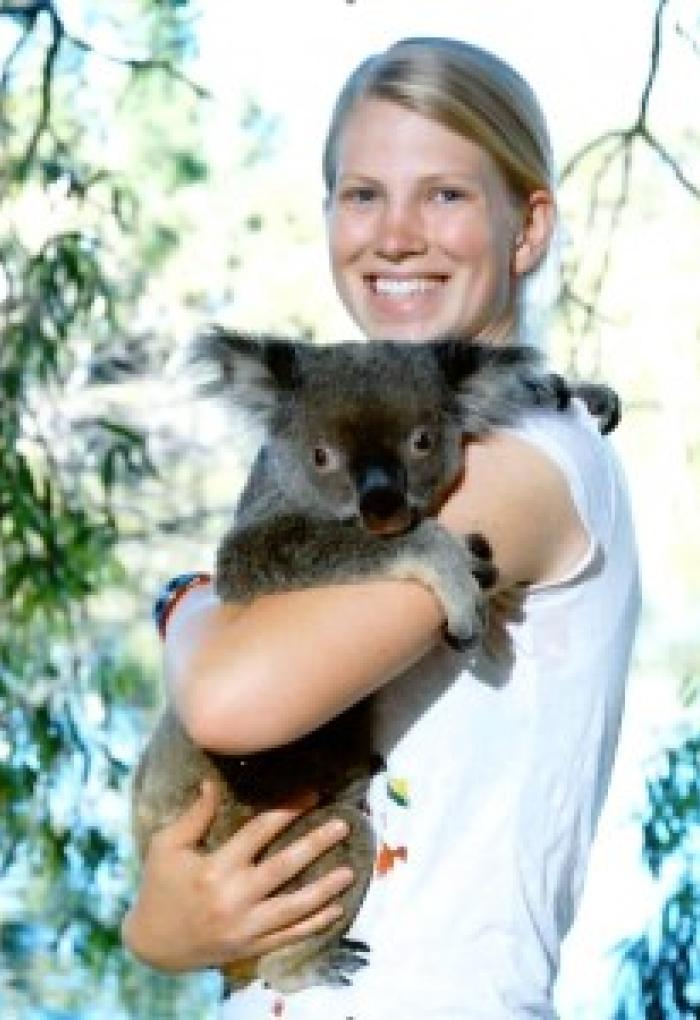 Kenny Kim holding Koala outside