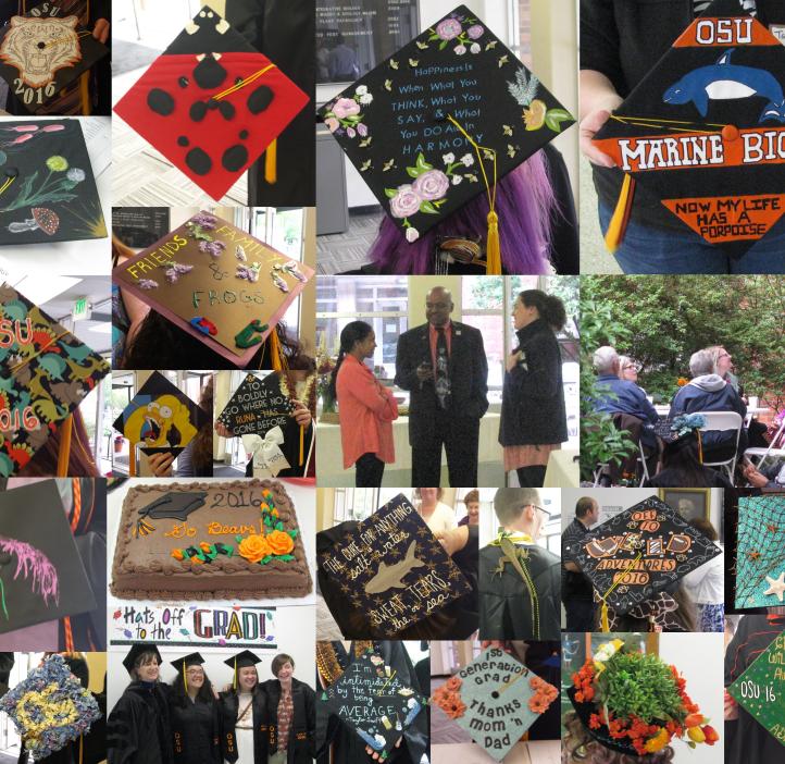 A collage of celebratory mortarboards. Highlights include "Off to Wild Adventures" and "To boldly go where no Runa has gone before."
