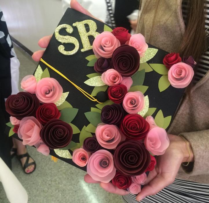 Mortarboard decorated with roses
